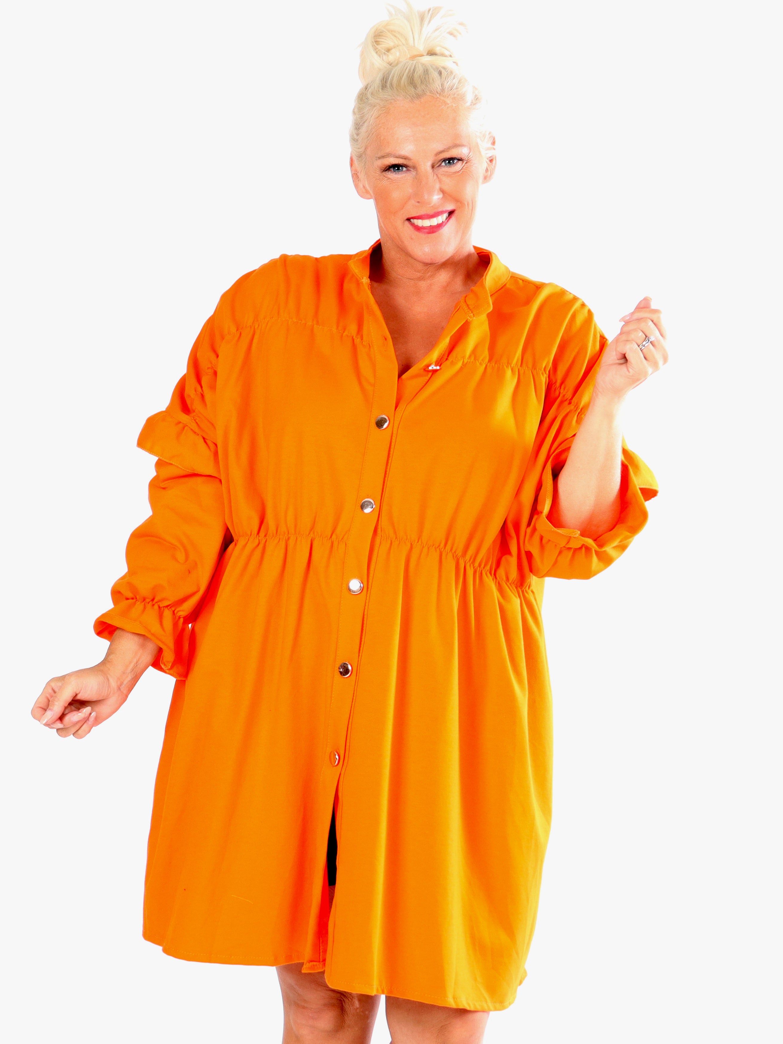 Monica Jersey - Plus size hverdags joggingkjole med flæser